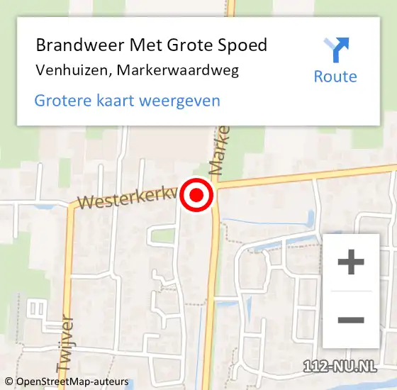 Locatie op kaart van de 112 melding: Brandweer Met Grote Spoed Naar Venhuizen, Markerwaardweg op 11 oktober 2022 19:55