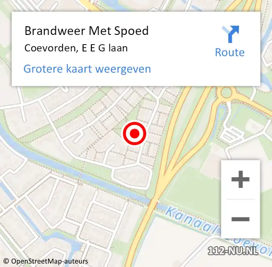 Locatie op kaart van de 112 melding: Brandweer Met Spoed Naar Coevorden, E E G laan op 11 oktober 2022 19:56