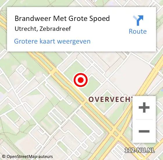 Locatie op kaart van de 112 melding: Brandweer Met Grote Spoed Naar Utrecht, Zebradreef op 11 oktober 2022 20:01