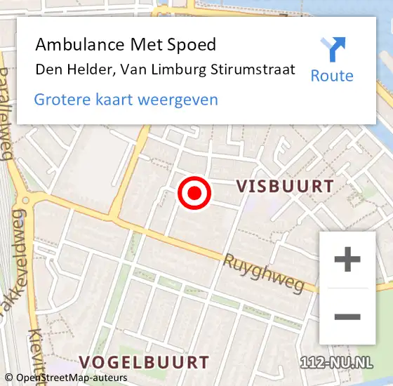 Locatie op kaart van de 112 melding: Ambulance Met Spoed Naar Den Helder, Van Limburg Stirumstraat op 11 oktober 2022 20:03
