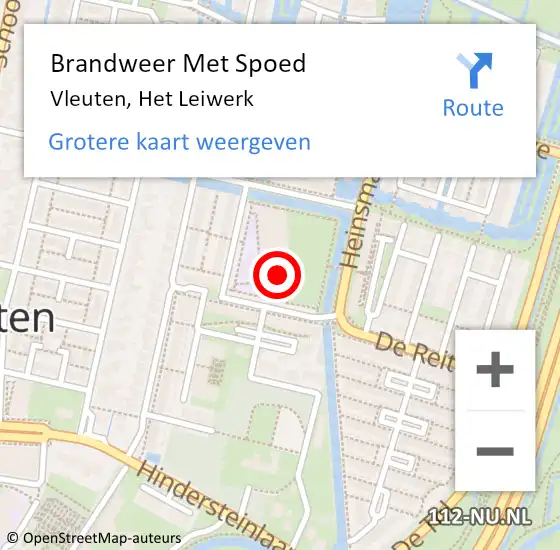 Locatie op kaart van de 112 melding: Brandweer Met Spoed Naar Vleuten, Het Leiwerk op 11 oktober 2022 20:03