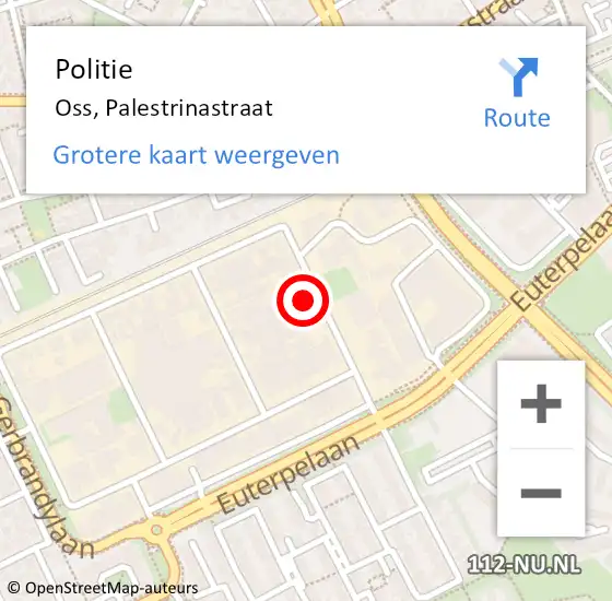 Locatie op kaart van de 112 melding: Politie Oss, Palestrinastraat op 11 oktober 2022 20:15