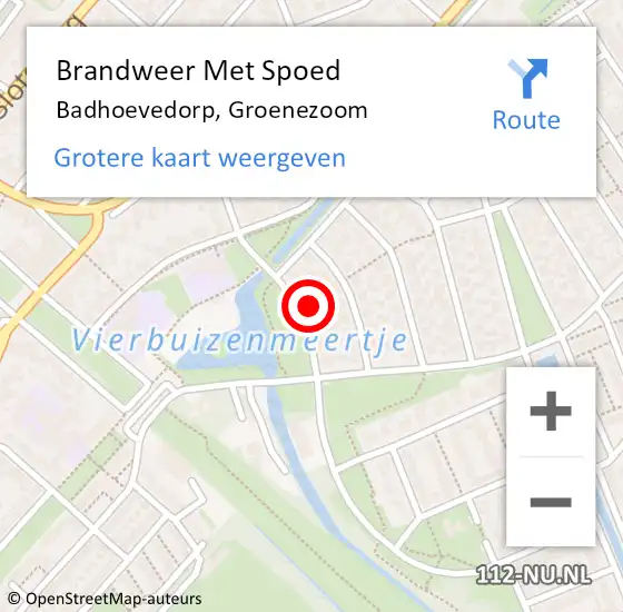 Locatie op kaart van de 112 melding: Brandweer Met Spoed Naar Badhoevedorp, Groenezoom op 11 oktober 2022 20:18