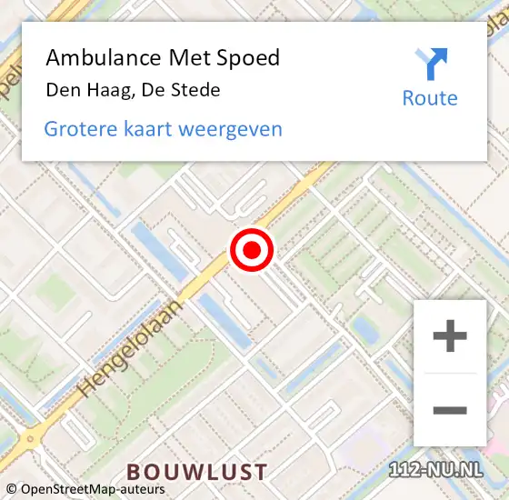 Locatie op kaart van de 112 melding: Ambulance Met Spoed Naar Den Haag, De Stede op 11 oktober 2022 20:19