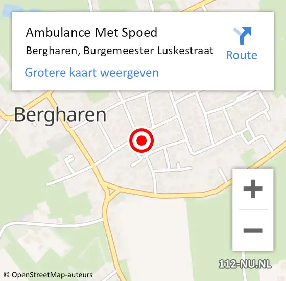 Locatie op kaart van de 112 melding: Ambulance Met Spoed Naar Bergharen, Burgemeester Luskestraat op 11 oktober 2022 20:24