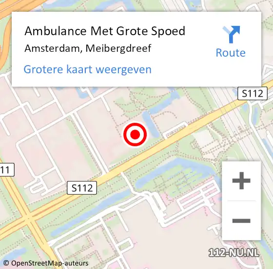 Locatie op kaart van de 112 melding: Ambulance Met Grote Spoed Naar Amsterdam-Zuidoost, Meibergdreef op 11 oktober 2022 20:27