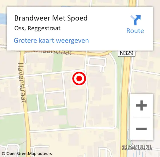 Locatie op kaart van de 112 melding: Brandweer Met Spoed Naar Oss, Reggestraat op 11 oktober 2022 20:35