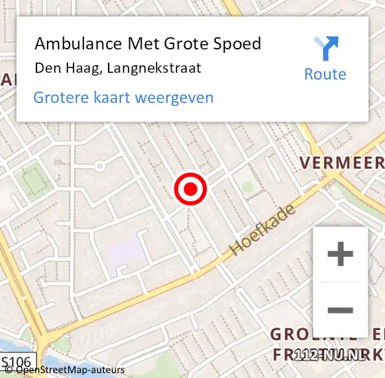 Locatie op kaart van de 112 melding: Ambulance Met Grote Spoed Naar Den Haag, Langnekstraat op 11 oktober 2022 21:23