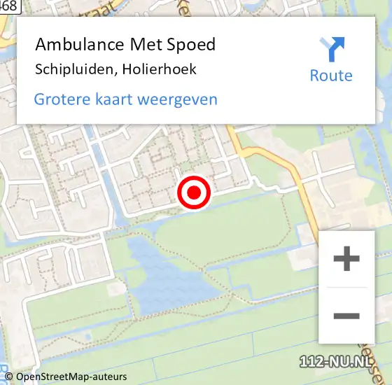Locatie op kaart van de 112 melding: Ambulance Met Spoed Naar Schipluiden, Holierhoek op 11 oktober 2022 21:26