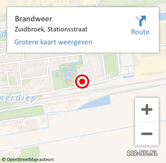 Locatie op kaart van de 112 melding: Brandweer Zuidbroek, Stationsstraat op 11 oktober 2022 21:41