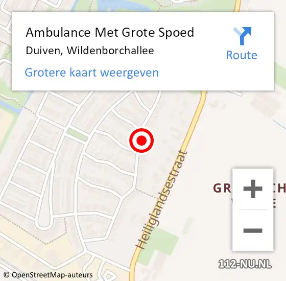 Locatie op kaart van de 112 melding: Ambulance Met Grote Spoed Naar Duiven, Wildenborchallee op 11 oktober 2022 21:51