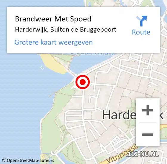 Locatie op kaart van de 112 melding: Brandweer Met Spoed Naar Harderwijk, Buiten de Bruggepoort op 11 oktober 2022 22:04