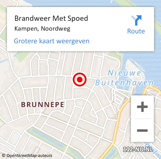Locatie op kaart van de 112 melding: Brandweer Met Spoed Naar Kampen, Noordweg op 11 oktober 2022 22:43