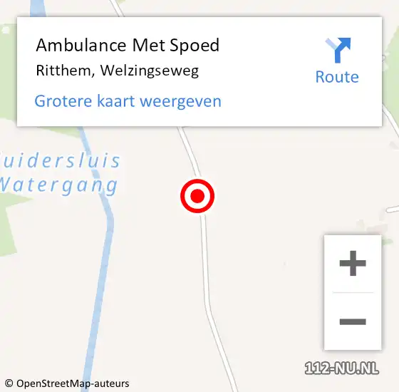 Locatie op kaart van de 112 melding: Ambulance Met Spoed Naar Ritthem, Welzingseweg op 1 augustus 2014 09:19