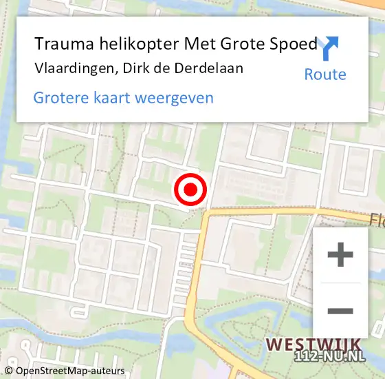 Locatie op kaart van de 112 melding: Trauma helikopter Met Grote Spoed Naar Vlaardingen, Dirk de Derdelaan op 11 oktober 2022 23:50