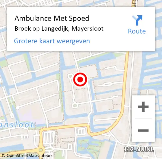 Locatie op kaart van de 112 melding: Ambulance Met Spoed Naar Broek op Langedijk, Mayersloot op 12 oktober 2022 00:06