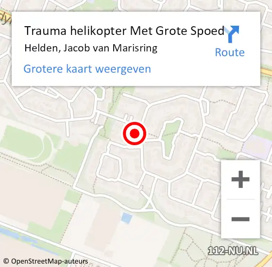 Locatie op kaart van de 112 melding: Trauma helikopter Met Grote Spoed Naar Helden, Jacob van Marisring op 12 oktober 2022 00:23