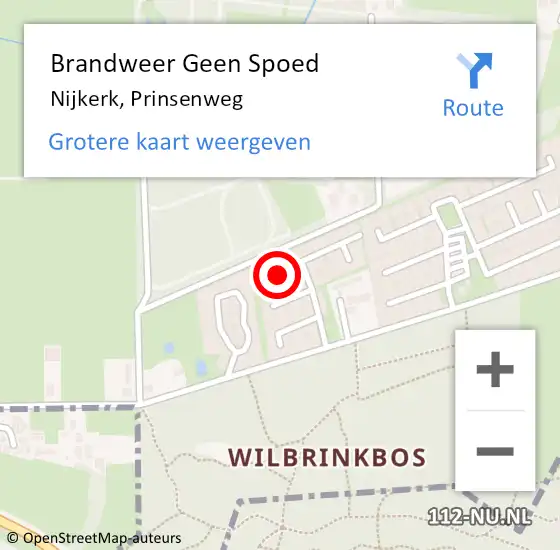 Locatie op kaart van de 112 melding: Brandweer Geen Spoed Naar Nijkerk, Prinsenweg op 12 oktober 2022 02:41
