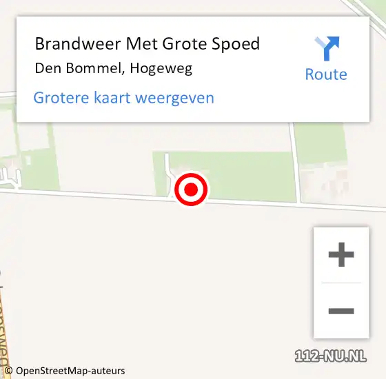 Locatie op kaart van de 112 melding: Brandweer Met Grote Spoed Naar Den Bommel, Hogeweg op 12 oktober 2022 04:26