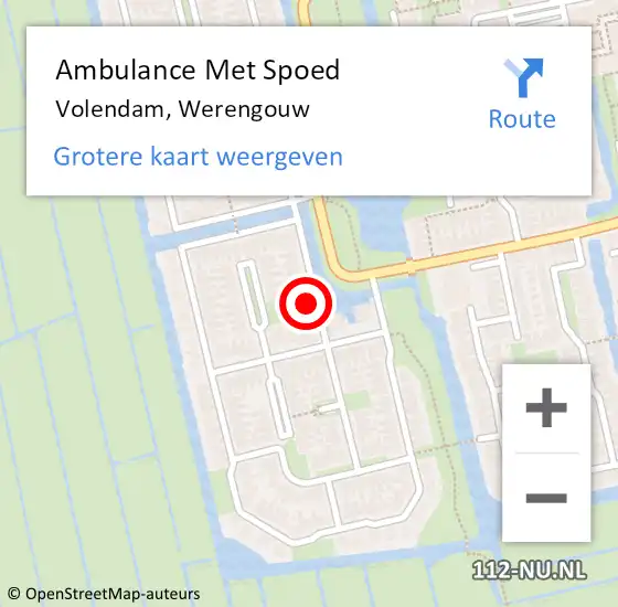 Locatie op kaart van de 112 melding: Ambulance Met Spoed Naar Volendam, Werengouw op 12 oktober 2022 04:58