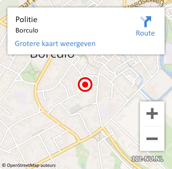 Locatie op kaart van de 112 melding: Politie Borculo op 12 oktober 2022 06:07