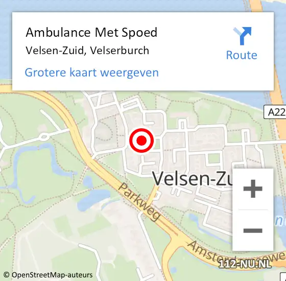 Locatie op kaart van de 112 melding: Ambulance Met Spoed Naar Velsen-Zuid, Velserburch op 12 oktober 2022 06:34