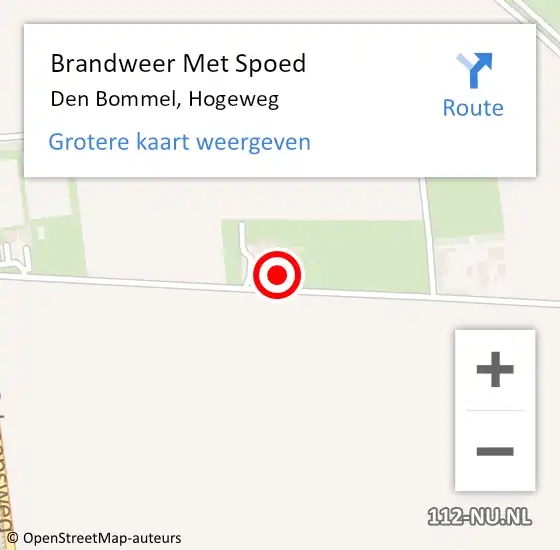 Locatie op kaart van de 112 melding: Brandweer Met Spoed Naar Den Bommel, Hogeweg op 12 oktober 2022 06:37