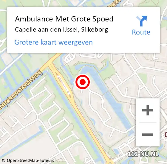 Locatie op kaart van de 112 melding: Ambulance Met Grote Spoed Naar Capelle aan den IJssel, Silkeborg op 12 oktober 2022 06:53