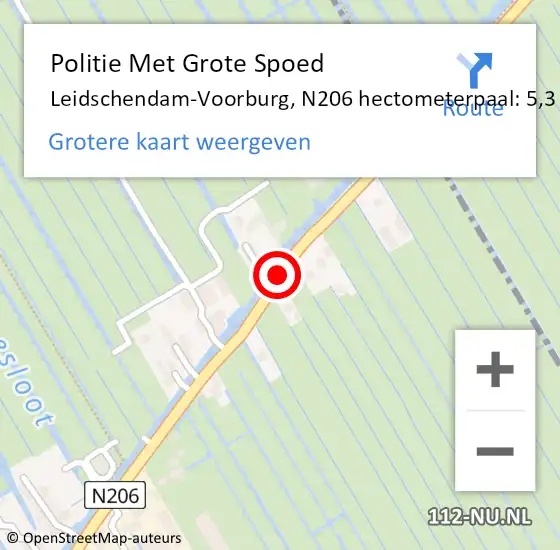 Locatie op kaart van de 112 melding: Politie Met Grote Spoed Naar Leidschendam-Voorburg, N206 hectometerpaal: 5,3 op 12 oktober 2022 07:15