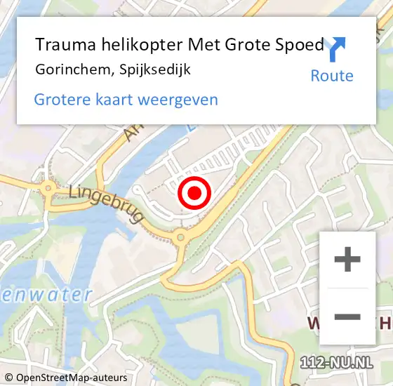 Locatie op kaart van de 112 melding: Trauma helikopter Met Grote Spoed Naar Gorinchem, Spijksedijk op 12 oktober 2022 07:24