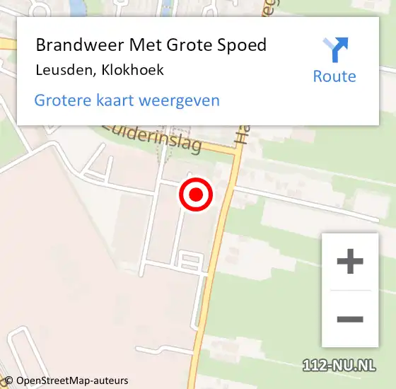 Locatie op kaart van de 112 melding: Brandweer Met Grote Spoed Naar Leusden, Klokhoek op 12 oktober 2022 07:24