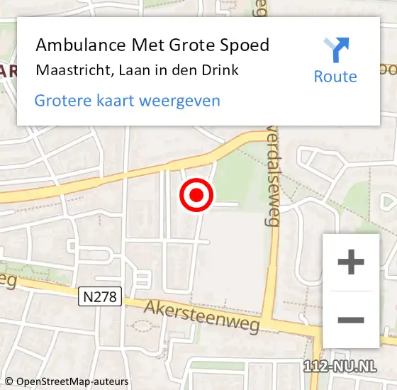 Locatie op kaart van de 112 melding: Ambulance Met Grote Spoed Naar Maastricht, Laan in den Drink op 1 augustus 2014 09:39