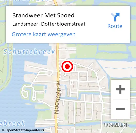 Locatie op kaart van de 112 melding: Brandweer Met Spoed Naar Landsmeer, Dotterbloemstraat op 12 oktober 2022 08:30