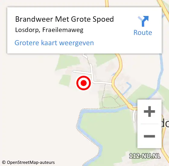 Locatie op kaart van de 112 melding: Brandweer Met Grote Spoed Naar Losdorp, Fraeilemaweg op 12 oktober 2022 08:48