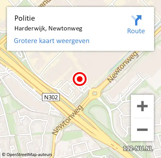 Locatie op kaart van de 112 melding: Politie Harderwijk, Newtonweg op 12 oktober 2022 08:54