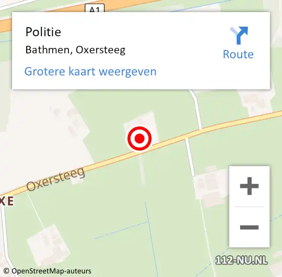 Locatie op kaart van de 112 melding: Politie Bathmen, Oxersteeg op 12 oktober 2022 08:57