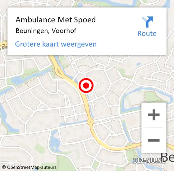 Locatie op kaart van de 112 melding: Ambulance Met Spoed Naar Beuningen, Voorhof op 12 oktober 2022 09:06