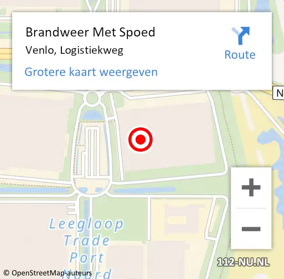 Locatie op kaart van de 112 melding: Brandweer Met Spoed Naar Venlo, Logistiekweg op 12 oktober 2022 09:29