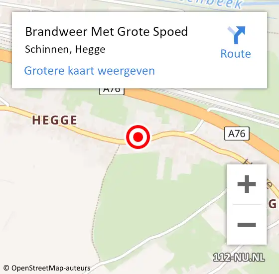 Locatie op kaart van de 112 melding: Brandweer Met Grote Spoed Naar Schinnen, Hegge op 12 oktober 2022 09:34