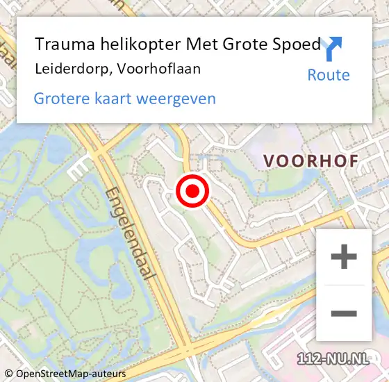 Locatie op kaart van de 112 melding: Trauma helikopter Met Grote Spoed Naar Leiderdorp, Voorhoflaan op 12 oktober 2022 09:54