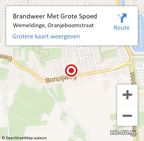 Locatie op kaart van de 112 melding: Brandweer Met Grote Spoed Naar Wemeldinge, Oranjeboomstraat op 12 oktober 2022 10:26