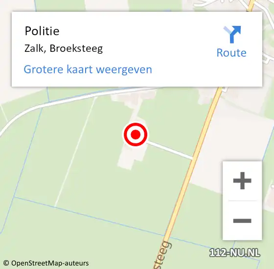 Locatie op kaart van de 112 melding: Politie Zalk, Broeksteeg op 12 oktober 2022 10:50