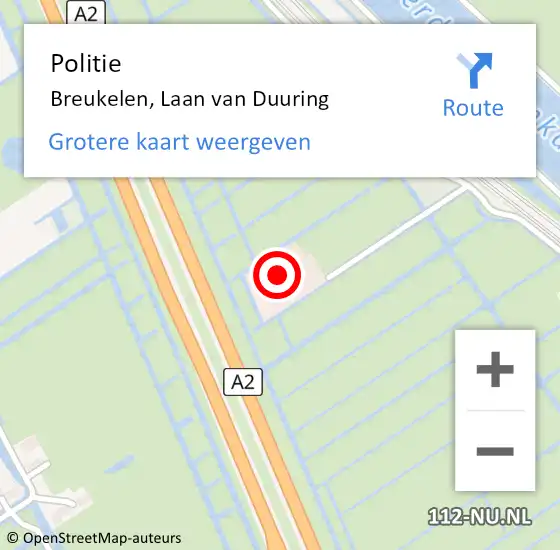 Locatie op kaart van de 112 melding: Politie Breukelen, Laan van Duuring op 12 oktober 2022 10:52