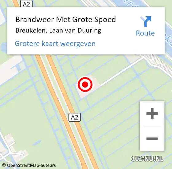 Locatie op kaart van de 112 melding: Brandweer Met Grote Spoed Naar Breukelen, Laan van Duuring op 12 oktober 2022 10:53
