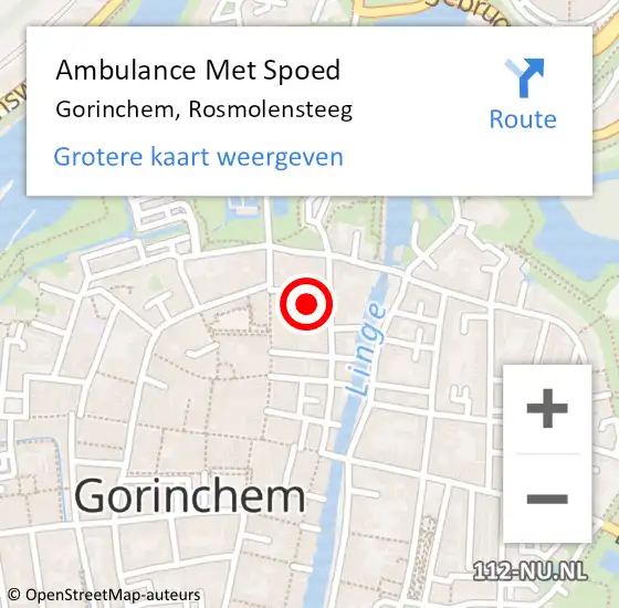 Locatie op kaart van de 112 melding: Ambulance Met Spoed Naar Gorinchem, Rosmolensteeg op 12 oktober 2022 11:03