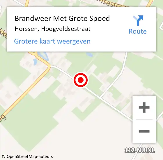 Locatie op kaart van de 112 melding: Brandweer Met Grote Spoed Naar Horssen, Hoogveldsestraat op 12 oktober 2022 11:12