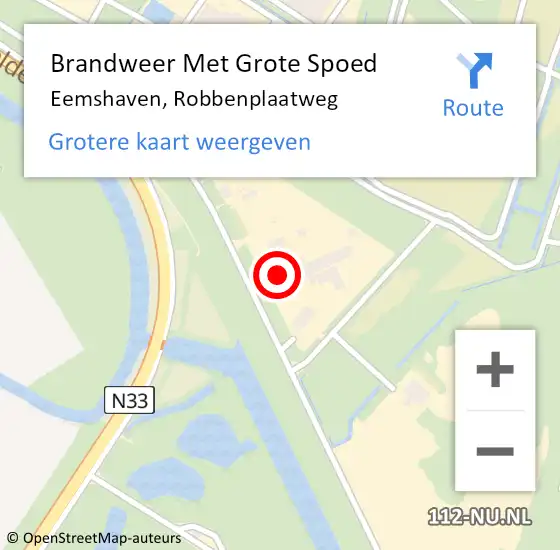 Locatie op kaart van de 112 melding: Brandweer Met Grote Spoed Naar Eemshaven, Robbenplaatweg op 12 oktober 2022 11:12