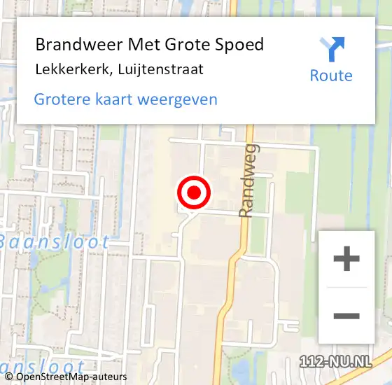 Locatie op kaart van de 112 melding: Brandweer Met Grote Spoed Naar Lekkerkerk, Luijtenstraat op 1 augustus 2014 09:57