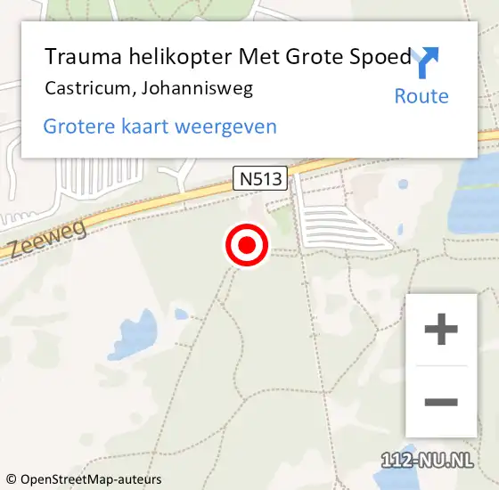 Locatie op kaart van de 112 melding: Trauma helikopter Met Grote Spoed Naar Castricum, Johannisweg op 12 oktober 2022 12:28