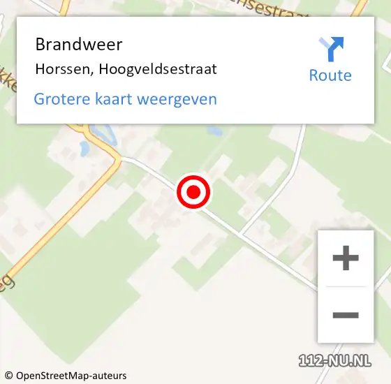 Locatie op kaart van de 112 melding: Brandweer Horssen, Hoogveldsestraat op 12 oktober 2022 12:56